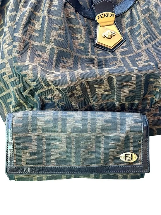 FENDI Zucca Chef Shoulder Bag Brown FF Monogram Hobo & Matching Wallet w/COA - Picture 4 of 13